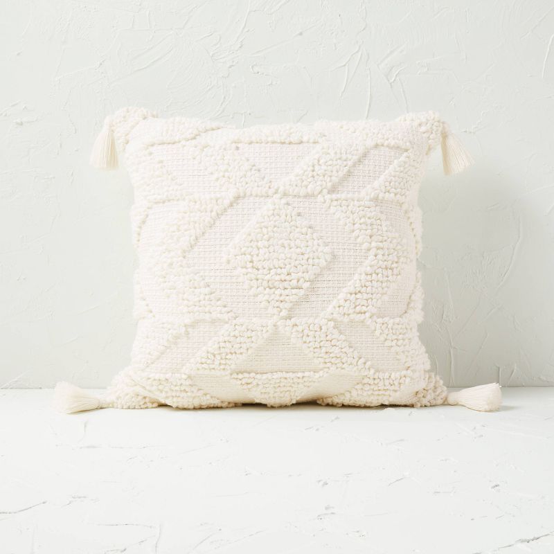 Woven Textured Square Throw Pillow Cream - Opalhouse&#8482; designed with Jungalow&#8482; | Target