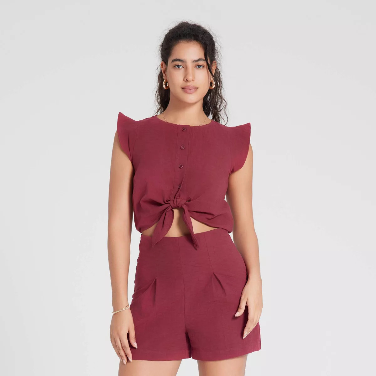 Women's Cap Sleeve Tie-Front Romper - Universal Thread™ | Target