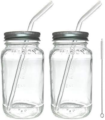 Smoothie Cups Mason Drinking Jar Regular Mouth Mason Jars 24oz Smoothie Cups with Lid and Glass B... | Amazon (US)