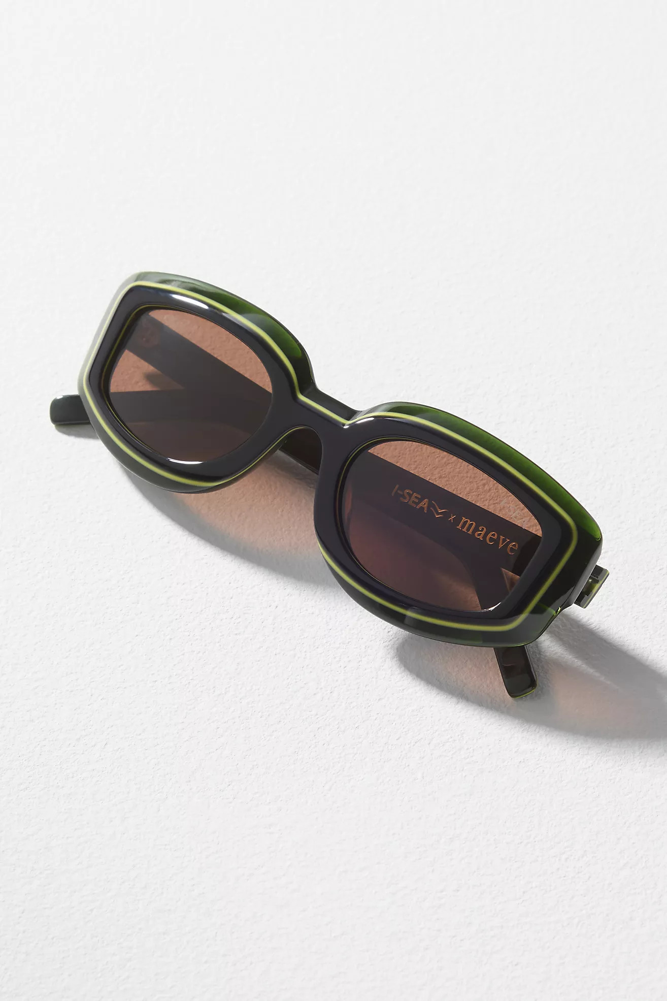 Maeve Curved Rectangular Colorblock Polarized Sunglasses | Anthropologie (US)