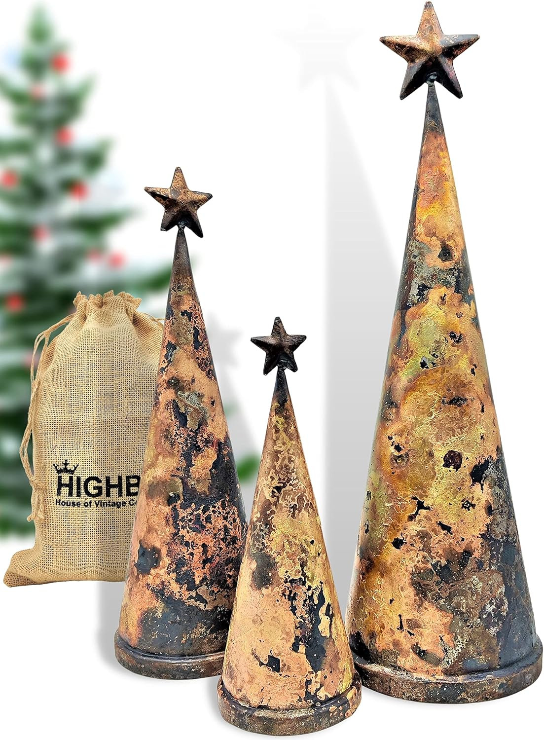 HIGHBIX Set of 3 Giant Harmony Table Top Bells Huge Vintage Handmade Country Rustic Lucky Christm... | Amazon (US)