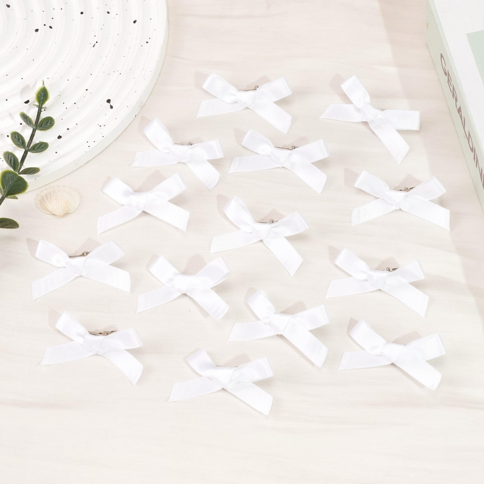 25PCS White Mini Bows Ribbon Clips,2'' Tiny White Bow Barrettes,Hair Bow Satin Hair Ribbon for Women & Girls' Hair Accessories | Amazon (US)