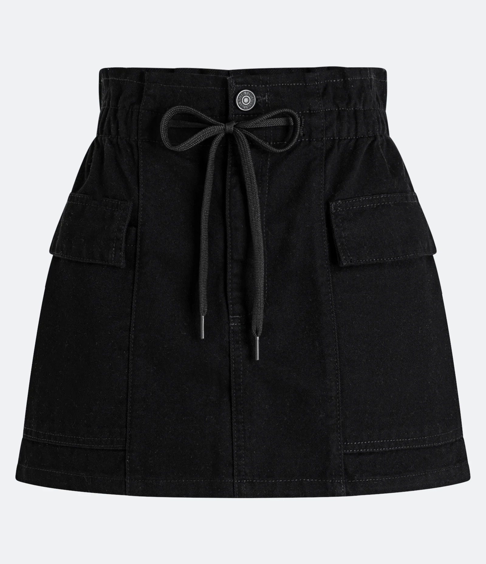 Saia Evasê em Sarja com Bolsos Cargo e Amarração por Cadarço Preto - Lojas Renner | Renner (BR)