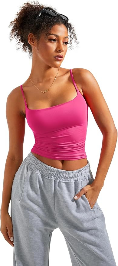 SUUKSESS Women Double Line Square Neck Tank Top Summer Y2K Going Out Basic Cami Shirt | Amazon (US)
