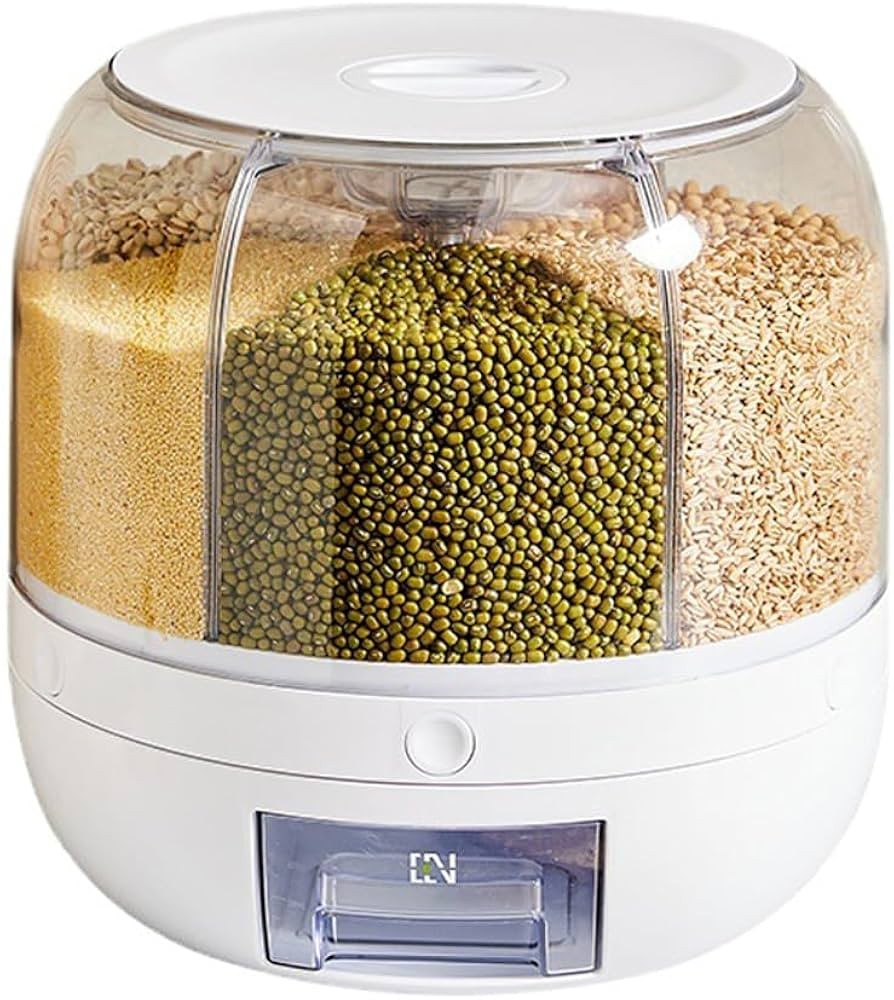 XIXIAN Grain Dispenser,360° Rotating Grain Dispenser 6-Grid Rice Beans Dry Food Storage Box Inse... | Amazon (CA)