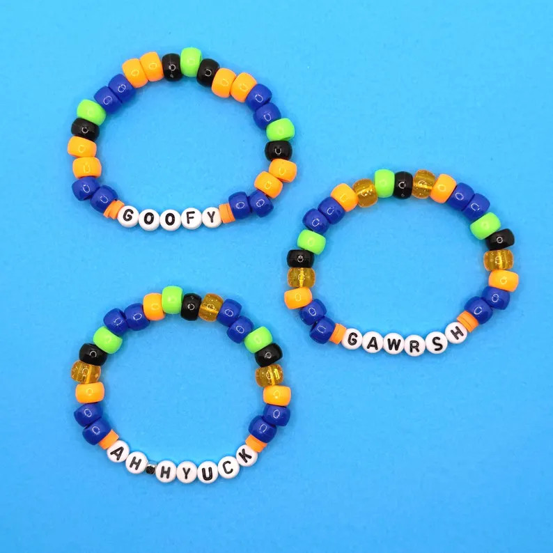 Handmade Friendship Bracelet: Goofy Inspired Pony Bead Stacking Stretch Bracelet - Etsy | Etsy (US)