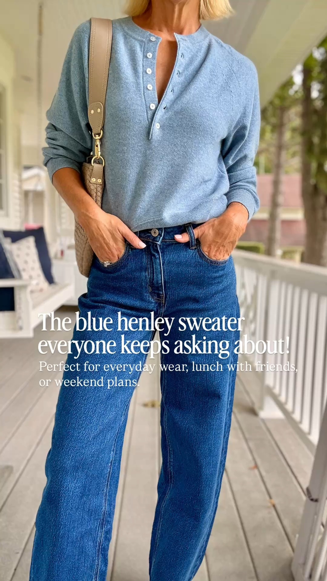 blue henley sweater is one of those pieces you’ll reach for again and again. The soft knit, relaxed fit, and flattering neckline make it an easy choice with your favorite jeans for a timeless fall outfit. Perfect for everyday wear, lunch with friends, or weekend plans.

👩‍💻 LTK PRO TIPS
❤️ Heart = Support my posts ;-)
🔖 Save = Get sale & restock alerts for the things you love!
📋 Lists = Keep favorites organized (List ideas: Christmas, Birthdays, and Vacations!)
📲 Share = Send lists and products to a friend (or your daughters like me).
💬 Comment = Ask me anything, and I’ll answer. ;-)

#LTKootd #LTKSeasonal #LTKOver40