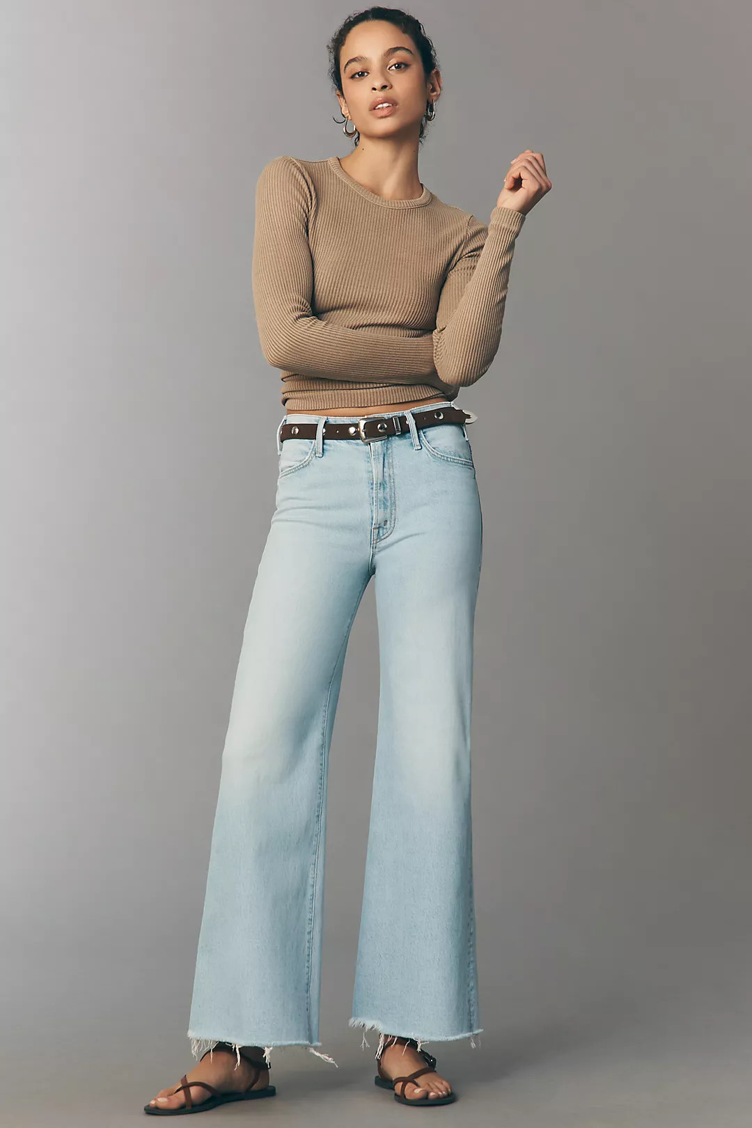 MOTHER Hustler Roller Skimp High-Rise Wide-Leg Jeans | Anthropologie (US)
