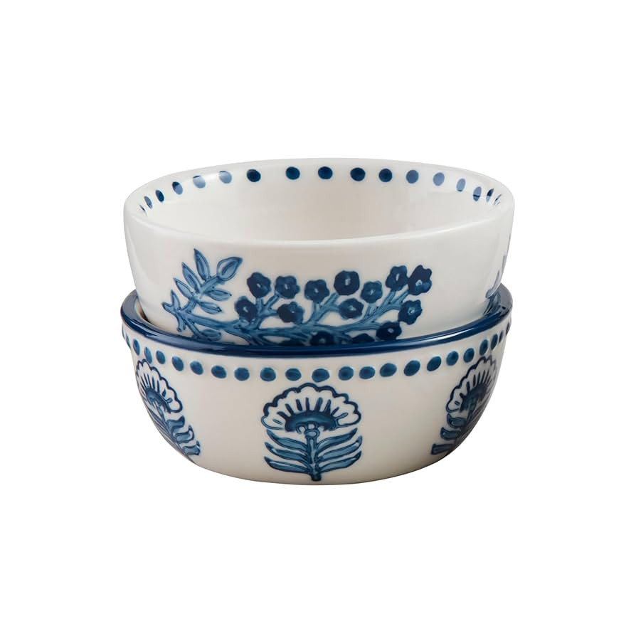 Mud Pie 1 x 3 1/2" Dia Block Print Tidbit, Blue | Amazon (US)