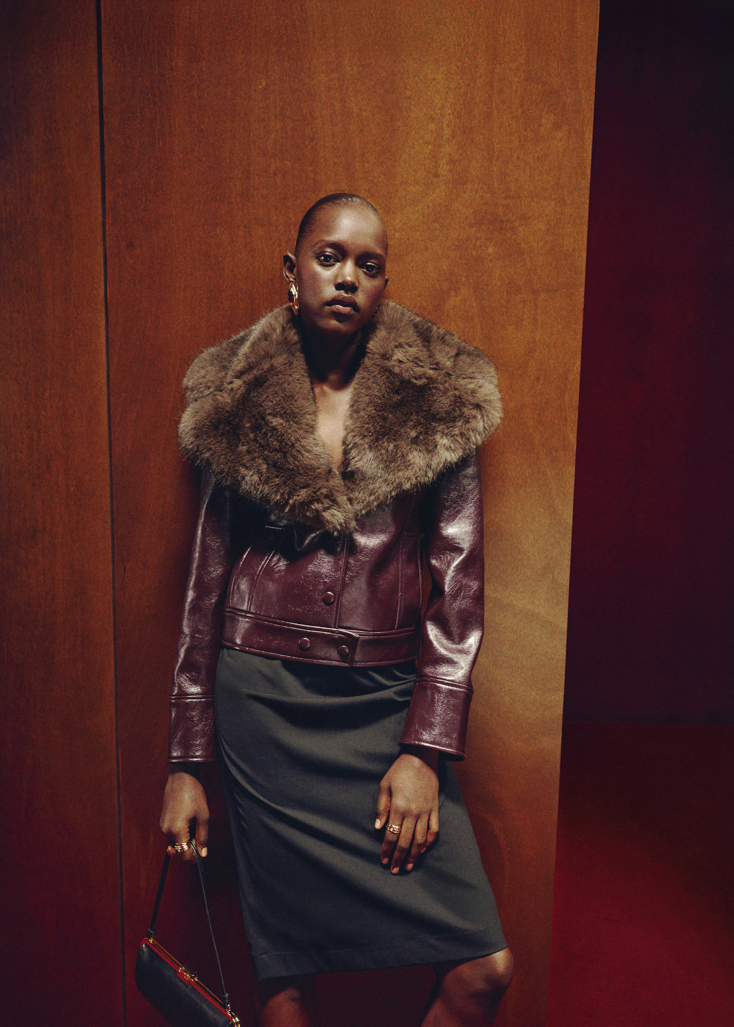 Faux-leather jacket with fur-effect collar - Women | MANGO USA | Mango (US/MX/AU)