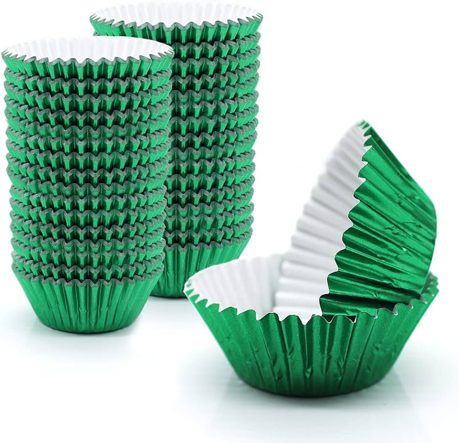 Green Cupcake Liners for Baking,GOLF 500 Pack Standard Size Red Foil Cupcake Liners Wrappers Meta... | Amazon (US)