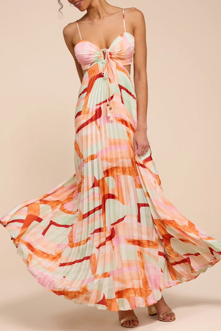 Myla Mint Green Multi Pleated Tie-Back Maxi Dress | Lulus