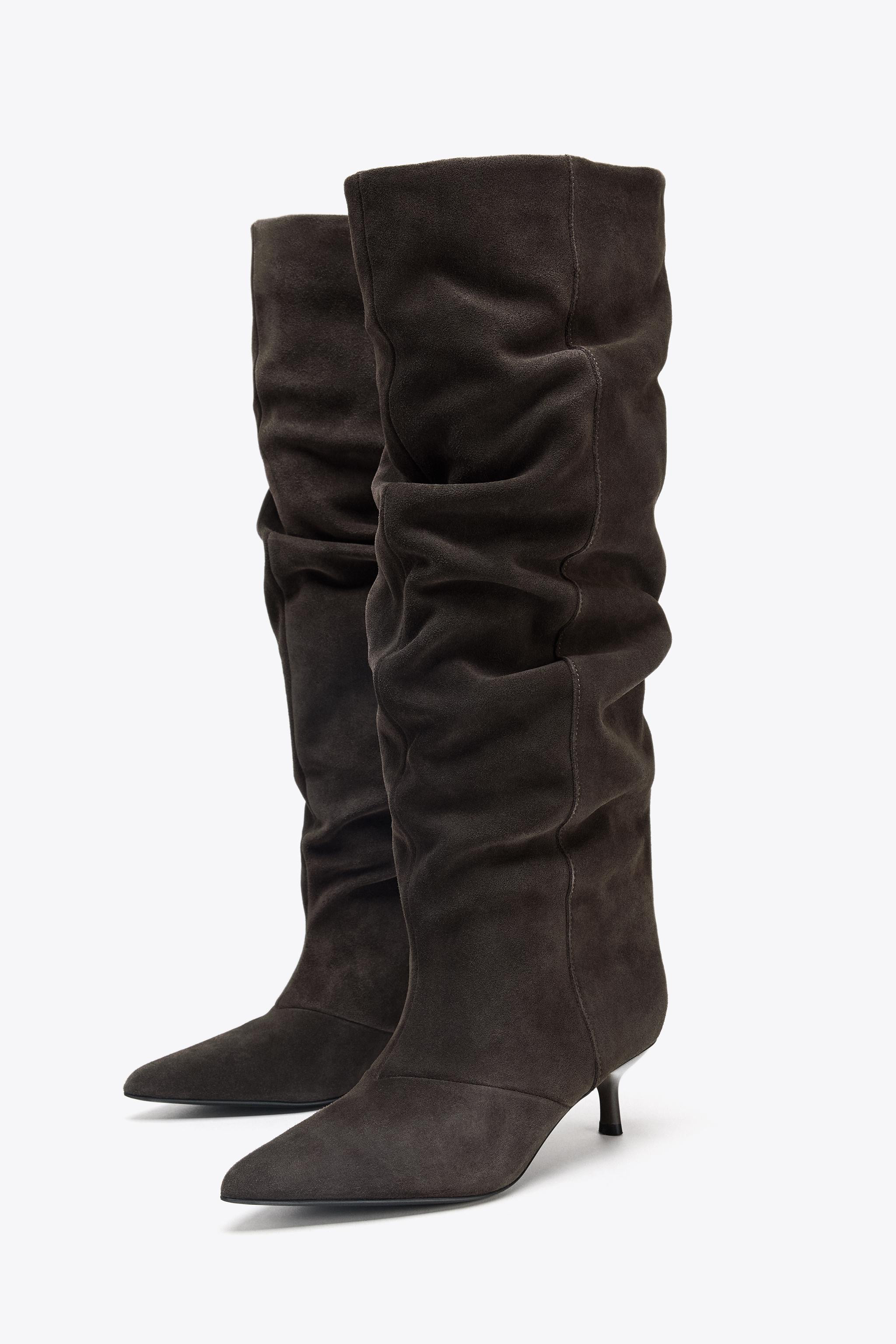 SUEDE KITTEN HEEL BOOT | Zara US