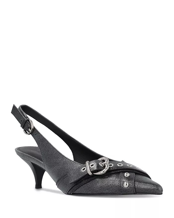 Women's Ada Pointed Toe Stud & Eyelet Kitten Heel Slingback Pumps | Bloomingdale's (US)