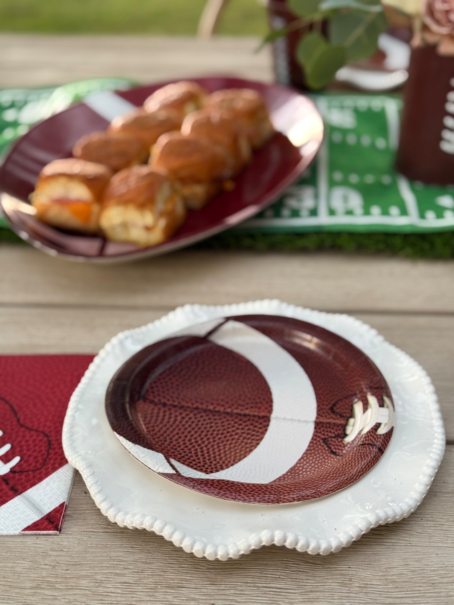Super Bowl party table setting and tablescape idea. 

#LTKHome #LTKSeasonal #LTKfoodie