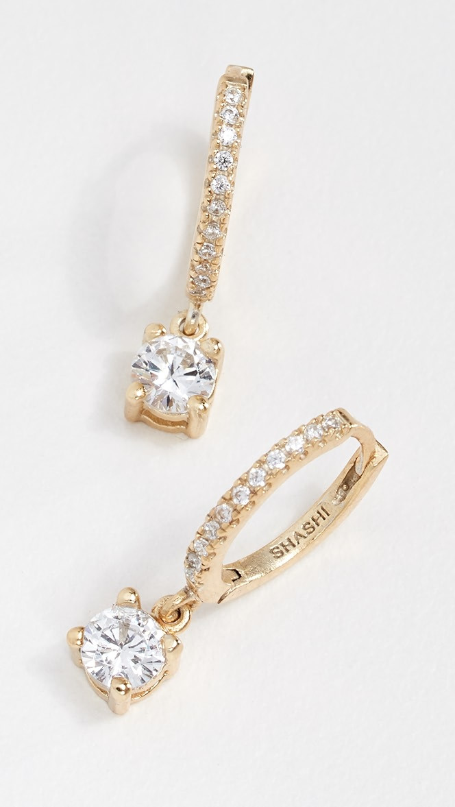 Solitaire Pave Huggie Earrings | Shopbop