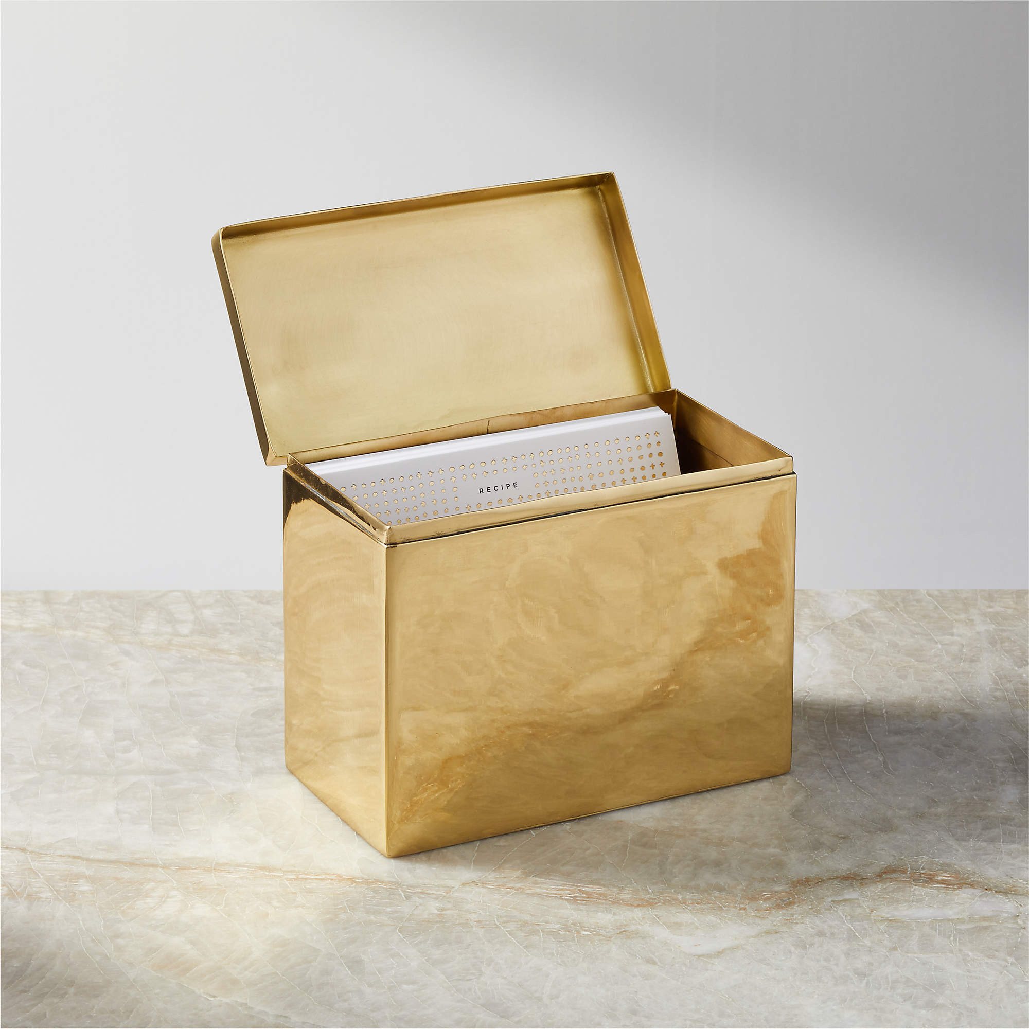 Polished Brass Recipe Box with Recipe Cards Set + Reviews | CB2 | CB2