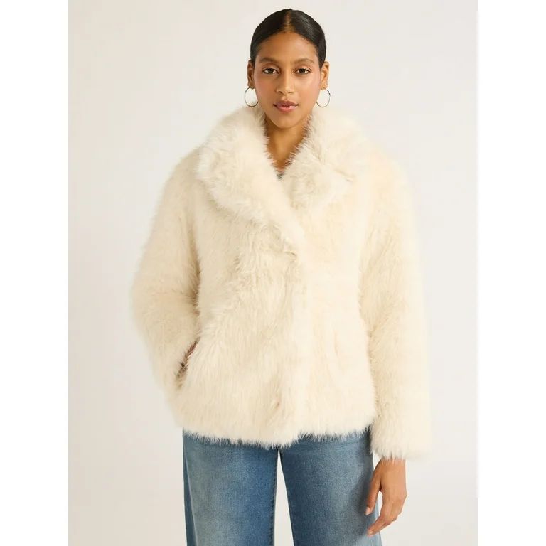 Scoop Women's Oversized Faux Fur Jacket, Sizes XS-XXL - Walmart.com | Walmart (US)