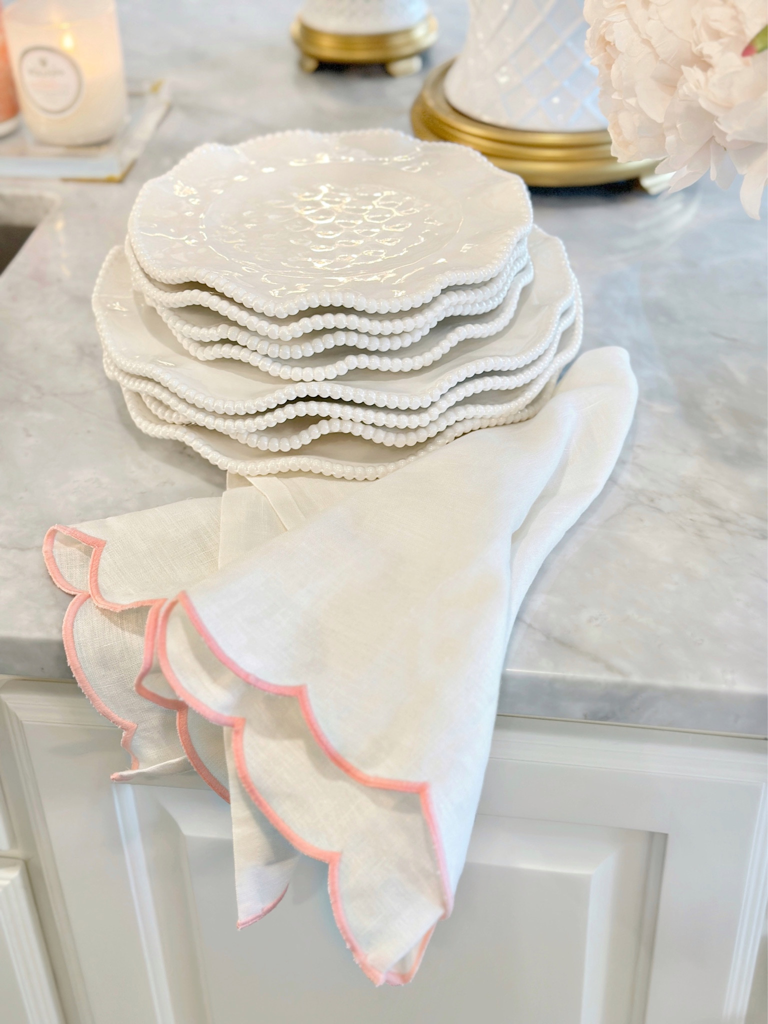 Scalloped kitchen towel, melamine plates, ruffle plates, white dishes, white dinnerware, indoor outdoor entertaining, summer decor kitchen decor kitchen accessories 

#LTKsalealert #LTKunder50 #LTKhome