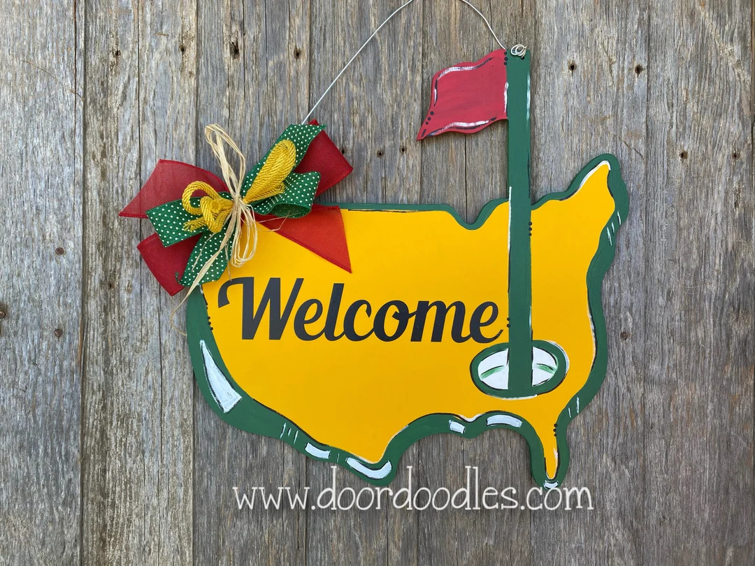 Masters Golf Tournament Front Door Decoration Hanger Wooden Sign Choose Your Size - Etsy | Etsy (US)