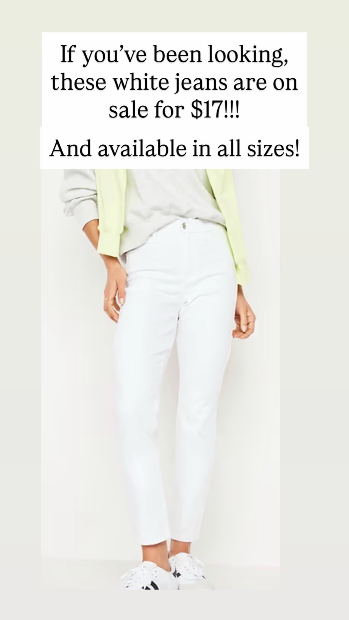 White jeans are on sale for $17!!!!

#LTKSaleAlert