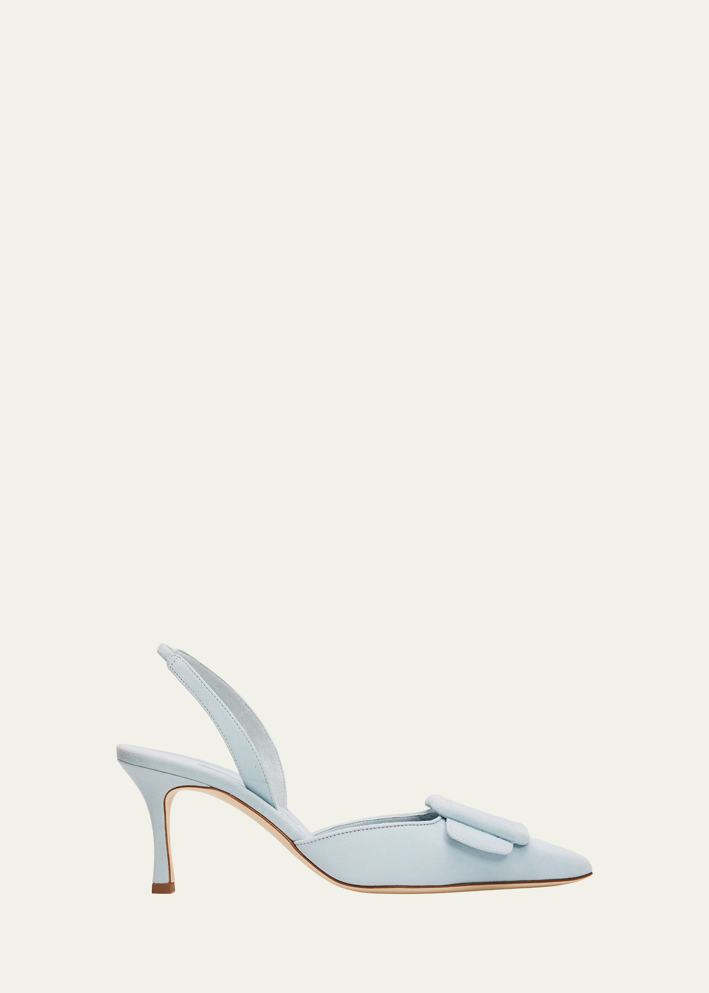 Manolo Blahnik 50mm Maysli Suede Buckle Slingback Pumps | Bergdorf Goodman