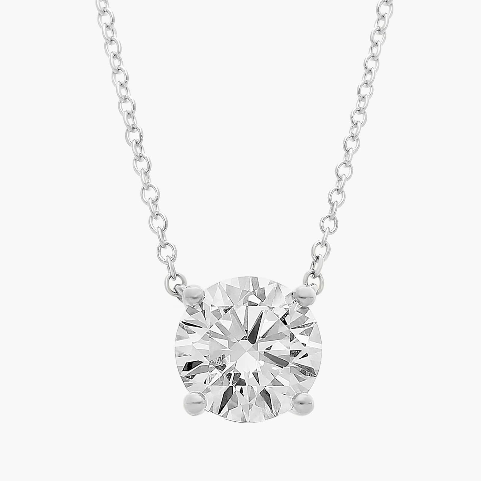Four Prong Basket Solitaire Lab Grown Diamond Pendant  In 14K White Gold (2 Ct. tw. - F-G / VS2-S... | Blue Nile