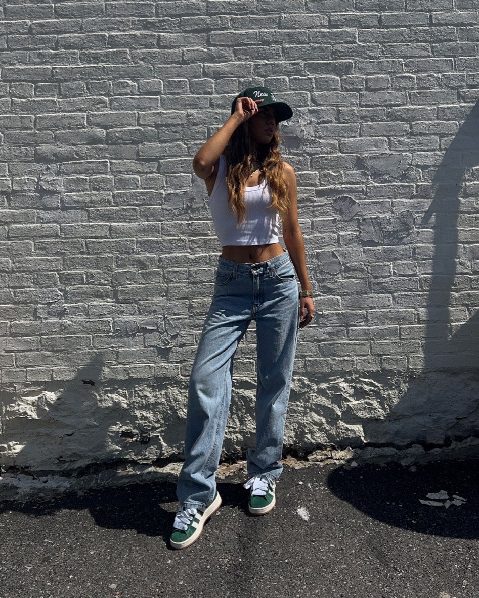 Summer streetwear outfit inspo! Wearing a size XXS tank + 24 in the denim! ☁️

#LTKstyletip #LTKshoecrush #LTKfit