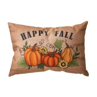 Glitzhome 18 in. L Faux Burlap Fall Pumpkin Pillow 2005900006 - The Home Depot | The Home Depot