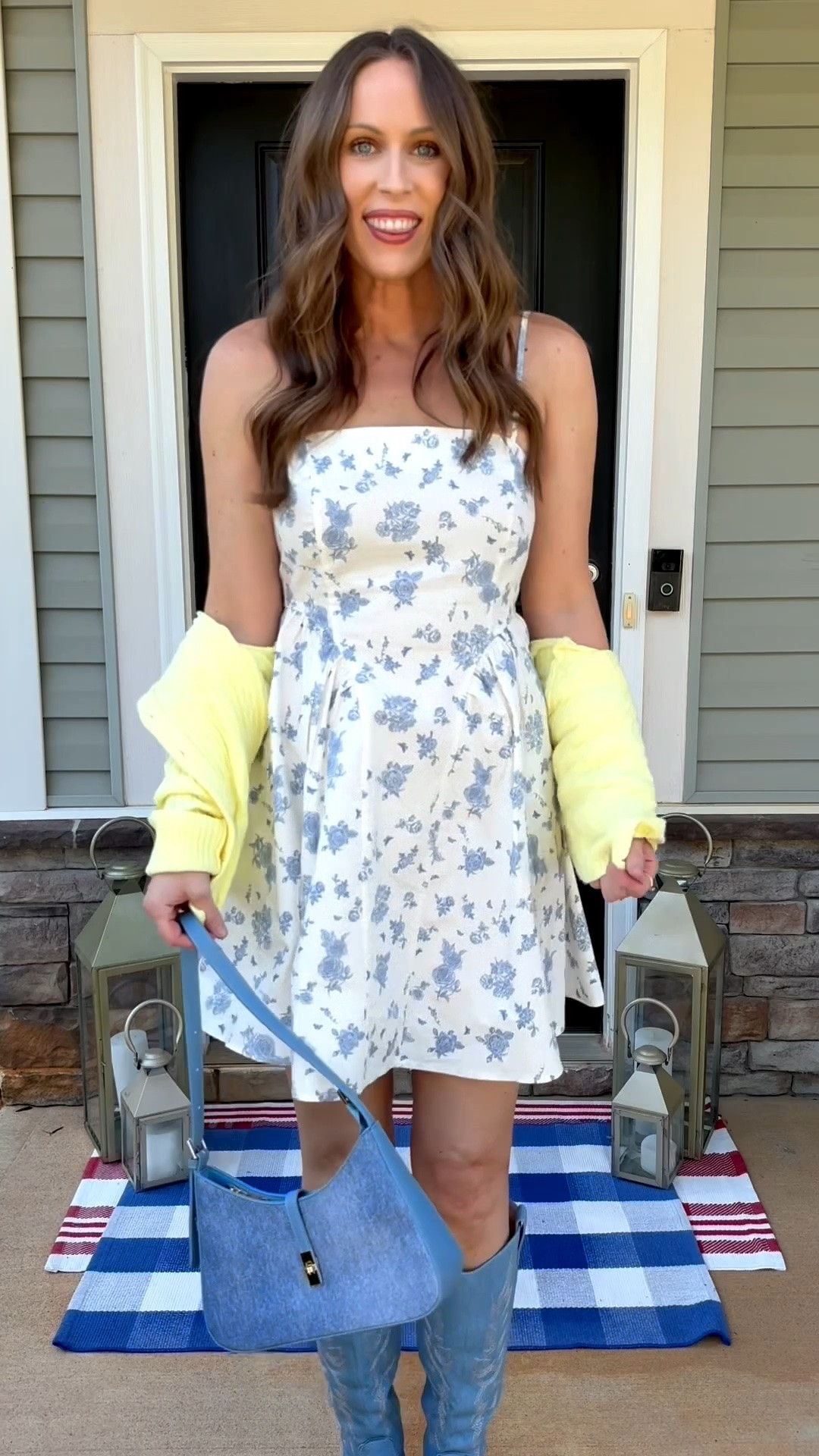 Summer outfit idea ✨💛🌻

Walmart fashion, blue dress, yellow cardigan, summer dress, spring dress, blue western boots, Amazon fashion, country concert outfit