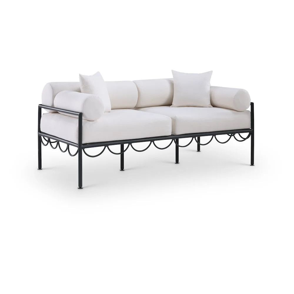 Meridian Furniture Portofino 69.75" Cream Water Resisting Fabric Patio Loveseat | Walmart (US)