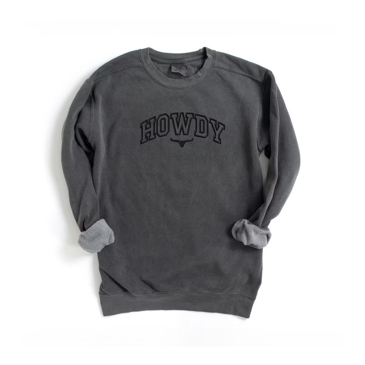 Simply Sage Market Women's  Garment Dyed Graphic Sweatshirt Embroidered Howdy Bull Varsity | Target