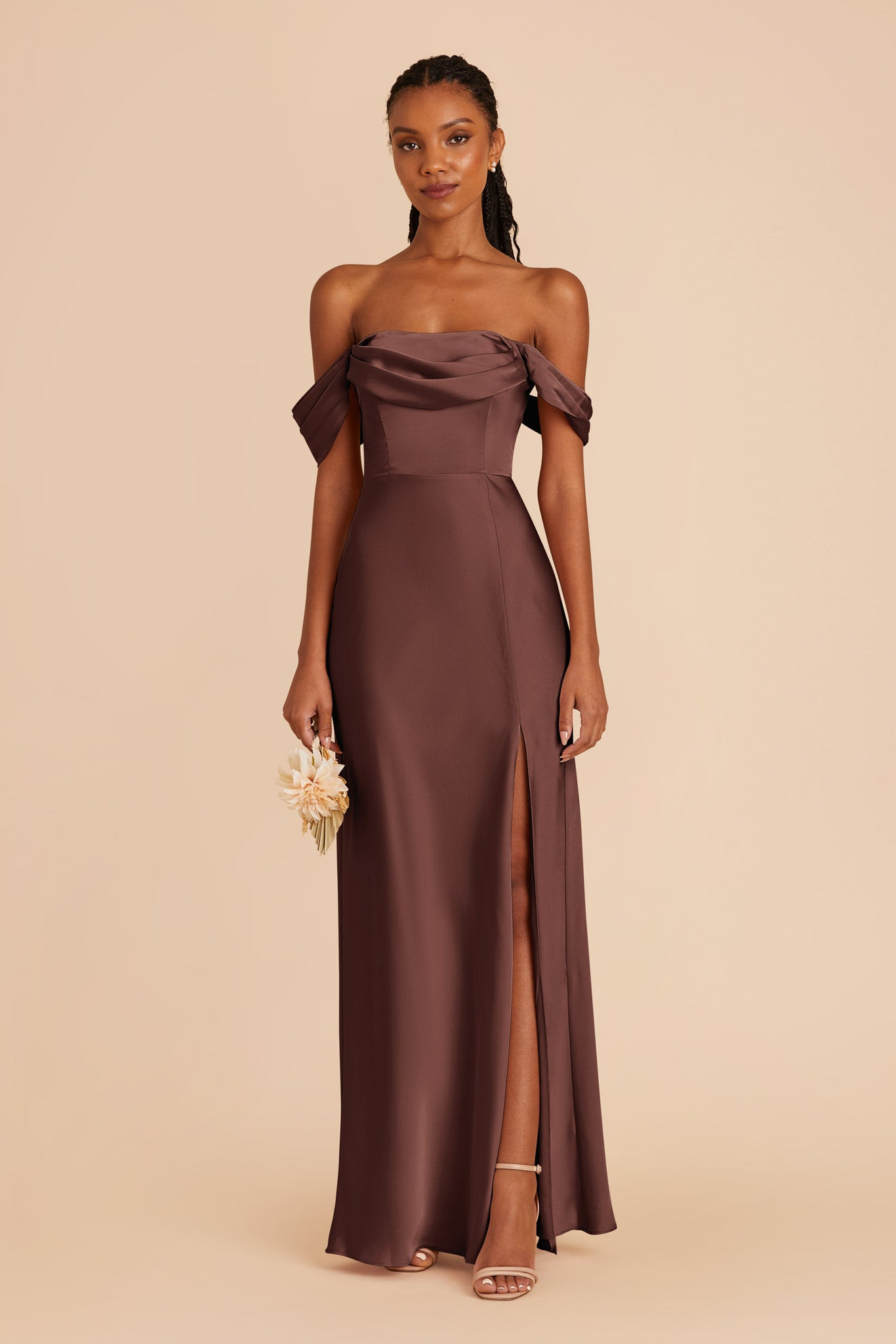 Mia Chocolate Brown Matte Satin Dress | Birdy Grey | Birdy Grey