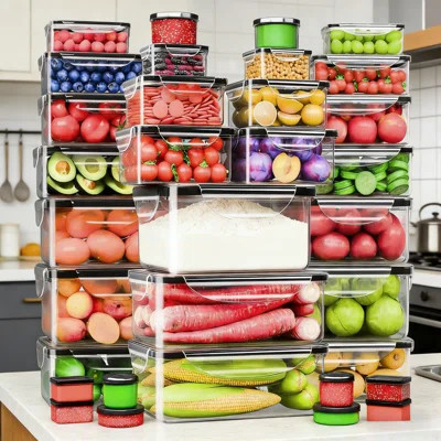 66-Piece Airtight Food Storage Container Set With Lids, BPA-Free Leakproof Plastic Kitchen Organizers, Microwave And Dishwasher Safe, Stackable For Re | Wayfair North America