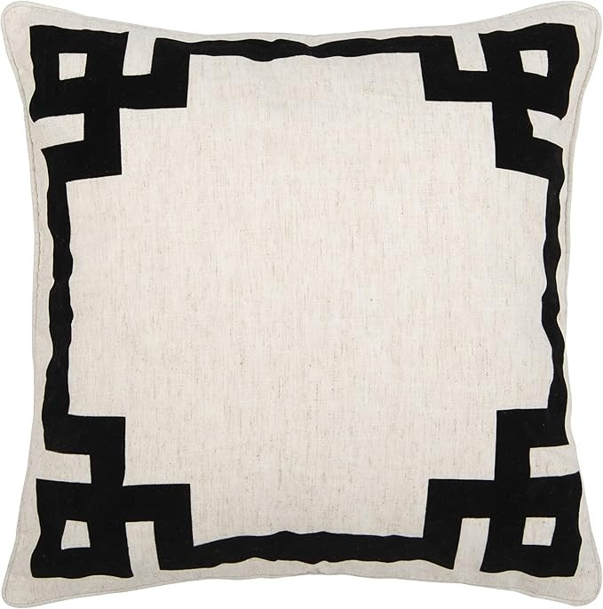 Safavieh Home Renti Natural and Black Greek Key 20-inch Decorative Pillow | Amazon (US)