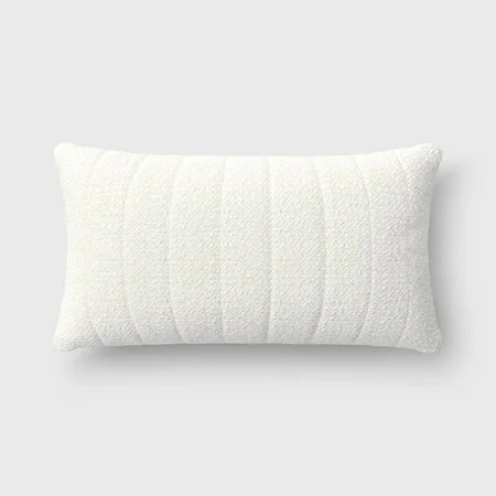 Oversized Channeled Boucle Lumbar Throw Pillow Ivory: Soft Polyester, Indoor Use, Rectangular Shape | Walmart (US)
