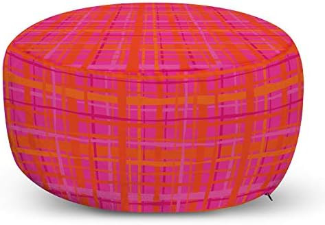 Ambesonne Abstract Ottoman Pouf, Plaid Pattern Inspired Hand Drawn Vertical and Horizontal Stripes,  | Amazon (US)