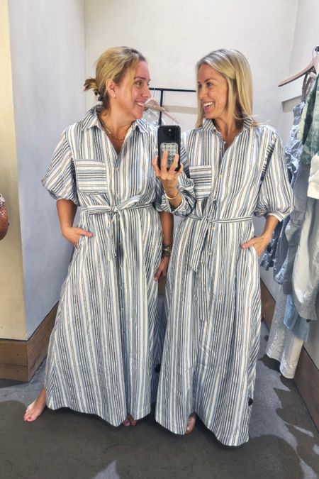Anthro Try On: striped puff sleeve shirt dress with waist tie. So pretty on. The fabric in this dress is thicker and feels really nice on. We moved for a luncheon, baptism, meeting, etc. runs tts. 

Allison (left) is in a medium.
Gretchen (right) in a small.



#LTKSeasonal #LTKStyleTip #LTKOver40
