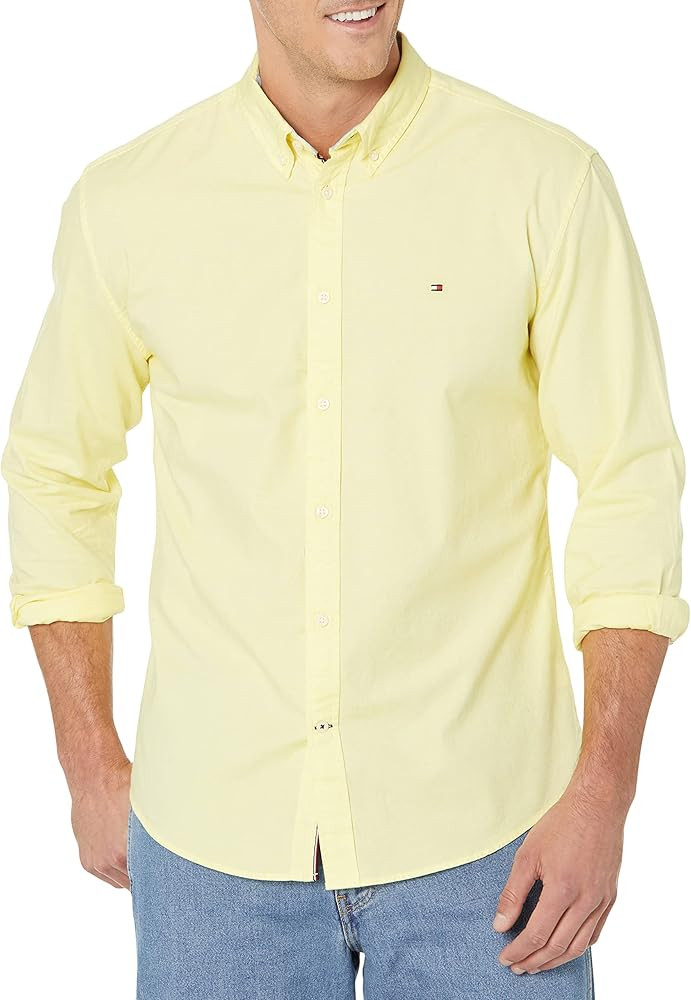 Tommy Hilfiger Men's Long Sleeve Button Down Stretch Oxford Shirt in Regular Fit | Amazon (US)