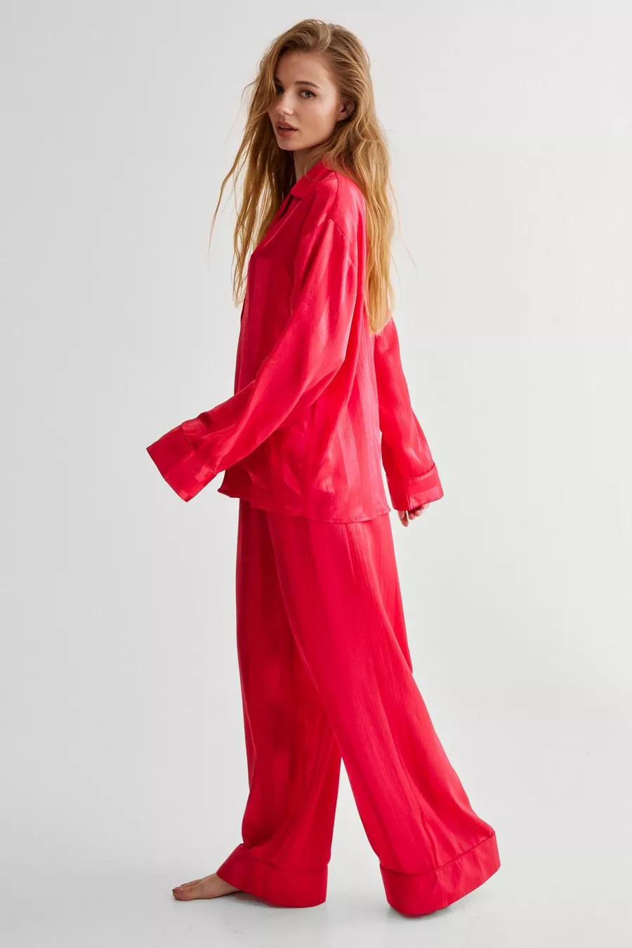 Stripe Jacquard Long Sleeve Pocket Detail Pajama Trouser Set | Nasty Gal US