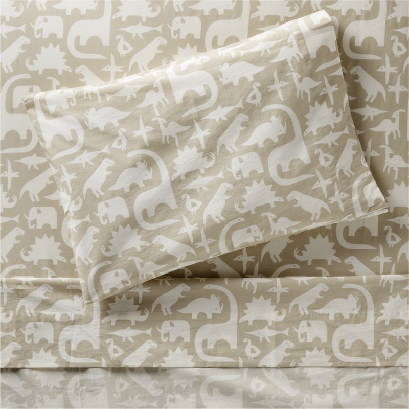 Stay Cool Dino Tower Organic Cotton Toddler Sheet Set | Crate & Kids | Crate & Barrel