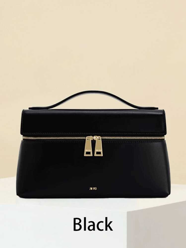 New Fashion Versatile Solid Color PU Waterproof Handbag, Zipper Closure Design, Letter Graphic De... | SHEIN