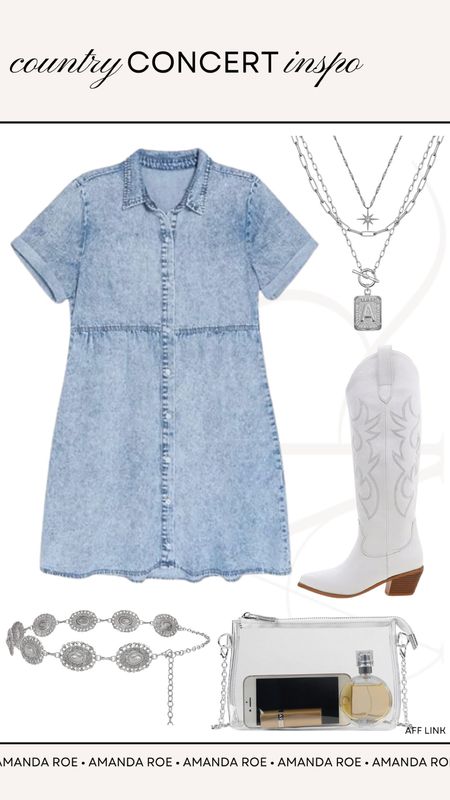 Country concert outfit inspo!

Denim dress, white cowboy booted silver layered necklace, silver belt, stadium bag, country concert outfit 

#LTKSeasonal #LTKStyleTip #LTKFindsUnder100