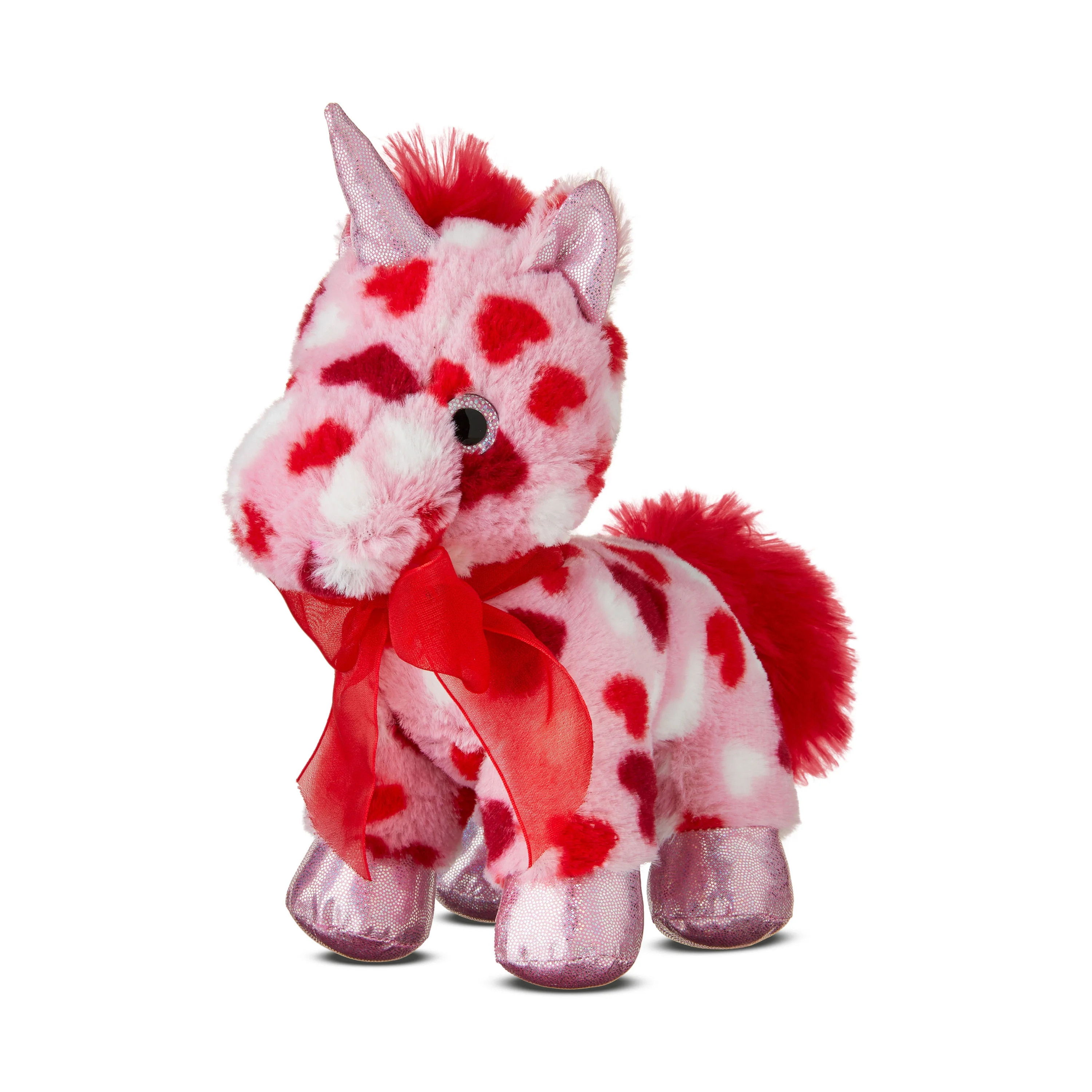 Valentine's Day Pink & Red Unicorn Plush, 7.75 in, by Way To Celebrate | Walmart (US)