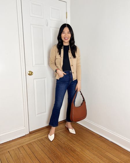 Beige sweater jacket (XSP)
Black mock neck tank (XS/S)
High waisted jeans  (4P)
High waisted dark wash jeans 
Brown bag 
Brown Crescent bag 
White pumps  (1/2 size up)
White mule pumps
Smart casual outfit 
Business casual outfit 
Teacher outfit 
Neutral work outfit 
Ann Taylor outfit
neutral outfit 

#LTKworkwear #LTKSeasonal #LTKfindsunder100