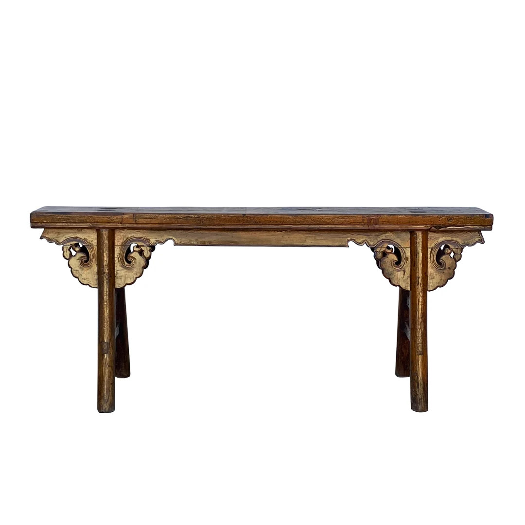 Vintage Raw Brown Rural Village Rustic Slim Wood Seating Bench - Etsy | Etsy (US)