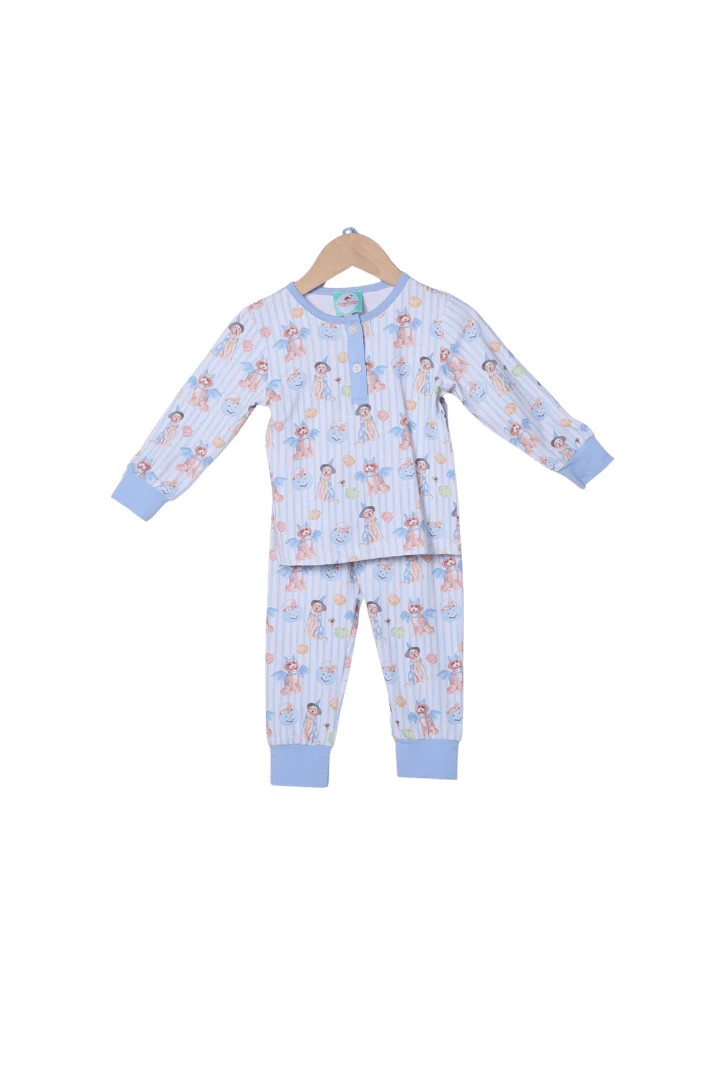 Trick or Treat Puppy Blue Lounge Set | The Smocked Flamingo