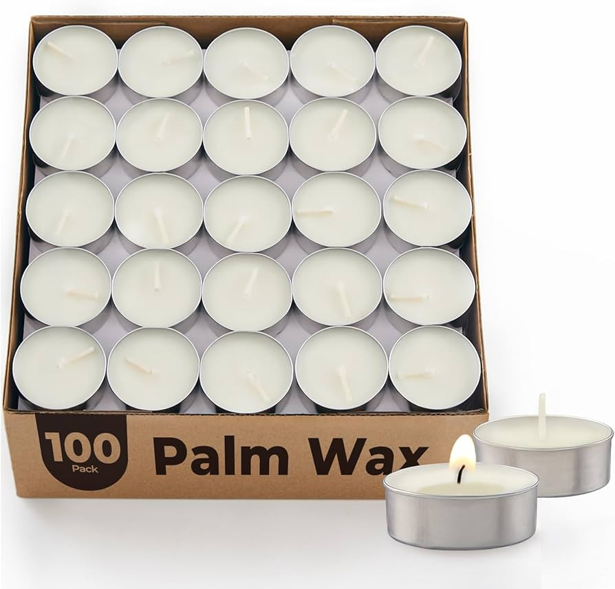 Unscented Palm Tea Lights Candles 100 Pack Bulk, 4.5 Hours Long Burning White Tea Lights,Non-Para... | Amazon (US)
