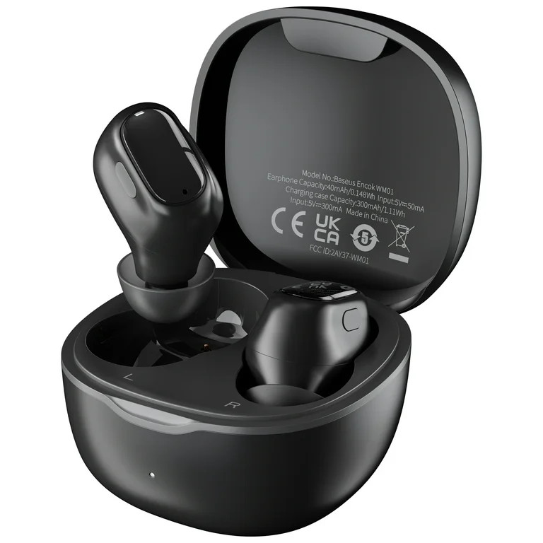 Baseus WM01 Wireless Earbuds Bluetooth 5.3 Headphones Mini Ear Buds, 25H Playtime, Black | Walmart (US)