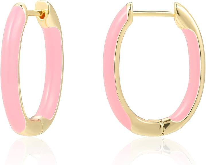 Huggie Hoop Earrings for Women, 18K Gold Plated Colorful Enamel Huggie Earrings Small Hypoallerge... | Amazon (US)